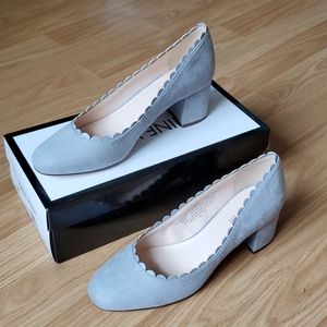 Nine West Grey Faux Suede Dove Grey Block Heel 7.5